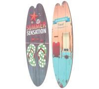HOMOBABE 2pcs Decorative Plastic Surfboard Signs for Beach Party Decor, Summer Theme Patterns with Retro Style, Adds Joyful Atmosphere for Floor Decoration and Indoor Use