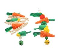 HOMOBABE 2pcs Hamster Chew Toy Carrot String for Small Pet Bunny Rabbit Molar Toys Indoor Pet Playthings Bell