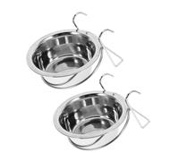 HOMOBABE 2pcs Hanging Stainless Steel Dog Bowl with Antispill Feature Space Saving Cat Feeder for Cage Mounting Easy to Clean Puppy Food Holder Durable Pet Feeding