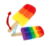 HOMOBABE 2pcs Ice Cream Shape Bath Back Scrubber Soft High Density Sponge Body Exfoliating Wash for Face Cleansing Sponge