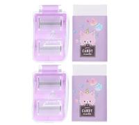 HOMOBABE 2pcs Portable Mini Eraser Cleaner Roller with Eraser Crumb Collector for Desk Use, Compact Purple Desktop Cleaner Tool for Students and Office