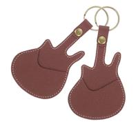 HOMOBABE 2pcs PU Leather Guitar Pick Holder Keychain Portable Plectrum Storage Case with Scratch Protection Stylish Guitar Shaped Design for Guitarists The Go
