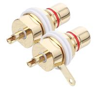HOMOBABE 2pcs Pure Copper Rca Female Jack Connectors with Step Design Red Panel Mount Rca Socket for Audio Devices Reliable Signal Transmission for Music Lovers