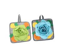 HOMOBABE 2pcs Rabbit Snuffle Mat Pet Slow Feeding Mats Polar Fleece Material for Stress Relief and Intelligence Training in Green and Blue Suitable for Bunny Foraging and Anxiety Reduction