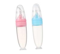 HOMOBABE 2Pcs Silicone Food Dispensing Squeeze Feeder Bottles with Ergonomic Spoon Spillage Stand Up Design for Easy Feeding