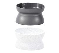 HOMOBABE 2pcs Slanted Cat Feeding Bowls Non-Spill Dual Layer PET Food and Water Bowls Anti-Tip Design Suitable for Cats and Kittens Sturdy Plastic Construction