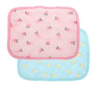 HOMOBABE 2pcs Small Animal Cooling Pads for Summer Rabbit and Hamster, Breathable Pet Cooling Cushions with Soft Sleeping Mat, Xs Size Cherry Pink Banana Blue