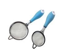 HOMOBABE 2pcs Stainless Steel Fine Mesh Strainers Colander Sifters with Pp Handles for Efficient Flour Sifting and Easy to Clean, for Cooking and Pastry Work