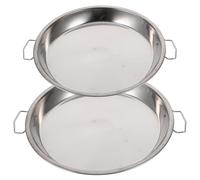HOMOBABE 2pcs Stainless Steel Serving Trays Multi-Function Round Food Plates Heat-Resistant Stackable Snack Dishes for Graduation Ceremonies and Marriage
