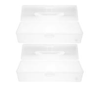 HOMOBABE 2pcs Tissue Storage Box Plastic Containers Lightweight Sturdy White Minimalist Contemporary Design for Home and Schools