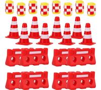 HOMOBABE 36Pcs Mini Traffic Cones Educational Road Sign for Includes Red Cones Yellow Buckets Engaging Traffic Model Playset for Learning Traffic Rules