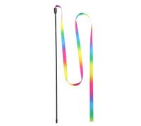 HOMOBABE 3pcs Colorful Cat Teaser Stick Set for Cats with Plastic Handles and Rainbow Ribbons Interactive Home Playing Sticks for Exercise and Mood Enhancement