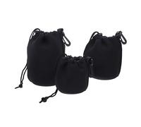 HOMOBABE 3pcs Neoprene Camera Lens Pouch Drawstring Bags Outdoor Lens Protector Soft Storage Pouch Set for DSLR Camera Travel