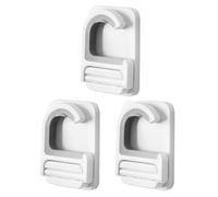 HOMOBABE 3pcs Punch-Free Wall-Mounted Mop Holders White Mop Clips Broom Hangers Traceless Hooks for Kitchen Bathroom Garage Storage