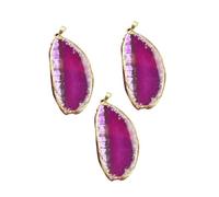 HOMOBABE 3PCS Rosy Irregular Natural Agate Stone Pendant Charms Gold Plated Edge for DIY Jewelry Making, Sweater Zipper, and Hanging Ornaments