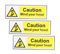 HOMOBABE 3pcs Watch Your Head Signs Low Decal Caution Hot Surface Stickers Easy to Apply Warning Labels