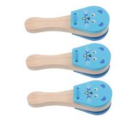 HOMOBABE 3pcs Wooden Castanets with Mouse Design Natural Finish Early Education Musical Instruments for Sound Exploration Parent Interaction Traditional Music