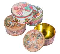 HOMOBABE 4 Pcs Christmas Tinplate Treat Boxes with Adorable Holiday Elements Design, Storage Biscuit Boxes for Christmas Party and Party, Creative and Lovely Containers Assorted style