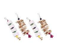 HOMOBABE 4 Pcs Parrot Chewing Set for Teeth Grinding and Calcium Supplement Made of Corn Flake, Cuttlefish Bone and Volcanic Stone, Suitable for Pet Birds in Bird Cages