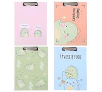 HOMOBABE 4pcs A4 Cartoon Clipboards with Easy Open and Close Clip, Lightweight Hardboard Paper Holders, Multifunctional Writing Memo Folders for School and Office Use