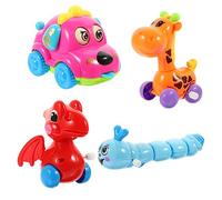 HOMOBABE 4pcs Animal Clockwork Creative Wind Up Playthings for Includes Pterodactyl Dog Giraffe Caterpillar Safe Design for Imagination and Coordination Development Random Color