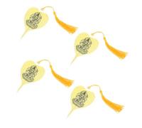 HOMOBABE 4pcs Bookmark Set Buddhist Bookmarks 4.7x1.5x0.1inch Creative Vintage Bodhi Leaf Veins Metal Decoration with Golden Tassel Gift for Book Lovers