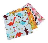 HOMOBABE 4pcs Dinosaur Pattern Dog Bandana Set, Decorative Cotton Pet Triangle Scarves Saliva Wipe Function, Medium Size Summer Accessories for Small to Medium Dogs in Pink, Orange, Blue, and Grey