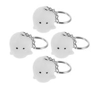 HOMOBABE 4pcs Glow in The Dark Ghost Pendant Key Rings Lightweight Plastic Backpack Charms for Students Cute Halloween Party Favors Unique Luminous Bag Decorations