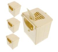 HOMOBABE 4pcs Lovebird Breeding House Budgie Nesting Box Plastic Abs Material Spacious Interior Easy Installation Beige for Bird Breeding Supplies