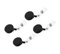 HOMOBABE 4pcs Retractable Badge Reel Clips for Office Use, Plastic Sublimation Photo Holders with Easy to Scan Function, Stylish Black Badge Holders for Doctors and Nurses
