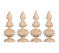 HOMOBABE 4pcs Wooden Carved Handrail Finials Spherical Solid Wood Staircases Topper with Robust Holding Power and User-Friendly Safety Stylish Roman Style Decorative Posts for DIY Craft