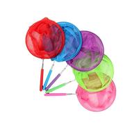 HOMOBABE 5 Pieces Extendable Bug Catcher Nets with Stainless Steel Telescopic Poles for Outdoor Garden Play Lightweight Nylon Mesh Nets in Fluorescent Green Red Purple Light Blue and Pink