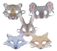 HOMOBABE 5pcs Animal Masks Set for Masquerade Party and Jungle-themed Events, Lightweight Plastic Material with Comfortable and Breathable Design, for Prom and Easter Celebrations