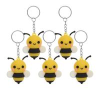 HOMOBABE 5pcs Lovely Bee Keychains Bulk Pack Cute Bee-shaped Key Rings Made of Pvc and Metal, Lightweight and Easy to Carry, Bee-themed Party Favors and Purse or Backpack Decorations