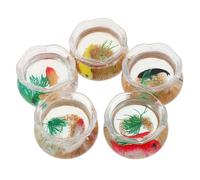 HOMOBABE 5pcs Small Plastic Fish Bowl Home Decor Desk Aquarium Mini Aquarium Fish Tank Small Tank for Desk Miniature Animal Figurines Plastic Desktop Round Bowl Pvc