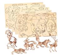 HOMOBABE 5pcs Wooden Animal Puzzle Interactive Jigsaw for Educational DIY Animal Models for Home Office Decoration for Family Fun