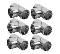 HOMOBABE 6 Pcs Stainless Steel T Shape Pipe Connector Clamps with Three Ports, Easy to Connect in Different Directions and Simple Installation for Fence End Rail Repair and Plumbing