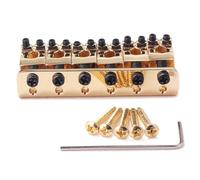 HOMOBABE 6 String Electric Guitar Height Adjustable Bridge with 5 Screws Metal Bass Bridge in Golden Colour with Strings Top Load Suitable for Electric Guitar from Back Accessory