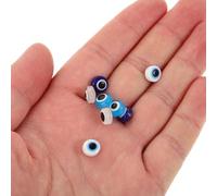 HOMOBABE 60PCS Handmade Flat Round Evil Eye Glass Beads for DIY Bracelets Necklaces Earrings Turkish Spacer Charms for Creative Jewelry Making