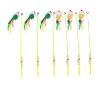 HOMOBABE 6pcs Interactive Cat Teaser Wand with Bells Mouse Design for Engaging Playtime Strengthen Bond with Your Cat Indoor Outdoor Fun Random Color