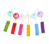 HOMOBABE 6pcs Japanese Glass Wind Chimes Handmade Colorful Bell Pendent for Balcony Patio Garden Outdoor Hanging Decorations with Serene Melodic Tones and Sunlit Radiance