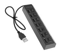 HOMOBABE 7-port USB 2.0 Hub Multi USB Port Splitter with Independent Port Control and Plug and Play Function Extension for Office and Travel