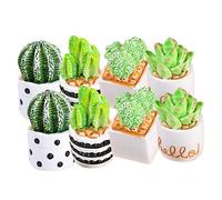 HOMOBABE 8pcs Miniature Potted Faux Cactus Plants Mixed Style Tiny House Decor Lightweight Artificial Succulent Plants for Dollhouse Accessories and Indoor Garden Decoration