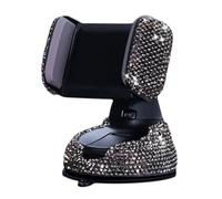 HOMOBABE Adjustable Black Car Phone Holder with Rhinestones, Stable and Scratch-resistant Abs Mount for Driving, Vent Compatible Bling Phone Stand for Car Accessories