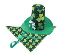 HOMOBABE Adjustable Green Puppy Hat and Multi-function Pet Bib Set Made of Cotton Polyester, Cooling Witch Hat Style for Dogs, for Photo Shoots and Pets’ Parties