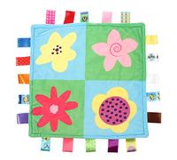 HOMOBABE Baby Security Tag Blanket with Plush Material and Satin Ribbon Tags, Soothes Anxious Feelings and Sensory Stimulates, Soothing Toy for Babies