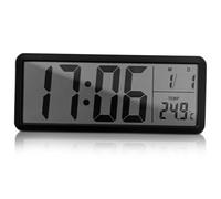 HOMOBABE Battery Operated Digital Wall Clock LED Display with Date and Temperature Automatic Updates Wall Mounted Modern Clock for Living Office Bedroom Decor