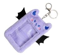 HOMOBABE Black Plush Devil Wings Card Sleeve Keychain for Students, Long-Term Use and Safe Collectible Storage, Sturdy Alloy Material for Everyday Carry