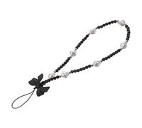 HOMOBABE Bowknot Pearl Beaded Phone Charm Strap for Women Anti-Lost Wrist Lanyard Colorful Stones Cute Mobile Phone Decoration