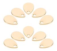 HOMOBABE Brass Tags with Polished Finish Gold 10pcs Teardrop for Engraving Flat Small Brass Charms Elegant and Unique Metal Stamping Pendants for DIY Jewellery Making